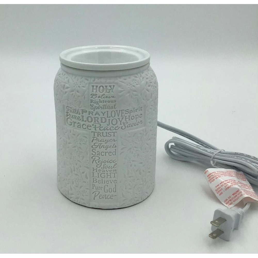 Scentsy Trust In Him Electric Wax Warmer White Ceramic‎ Religious Cross Holiday
